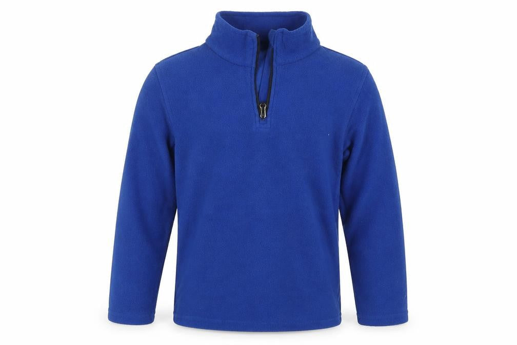 Front view of Winter Adventures boys’ blue fleece jacket, size 7-8, years