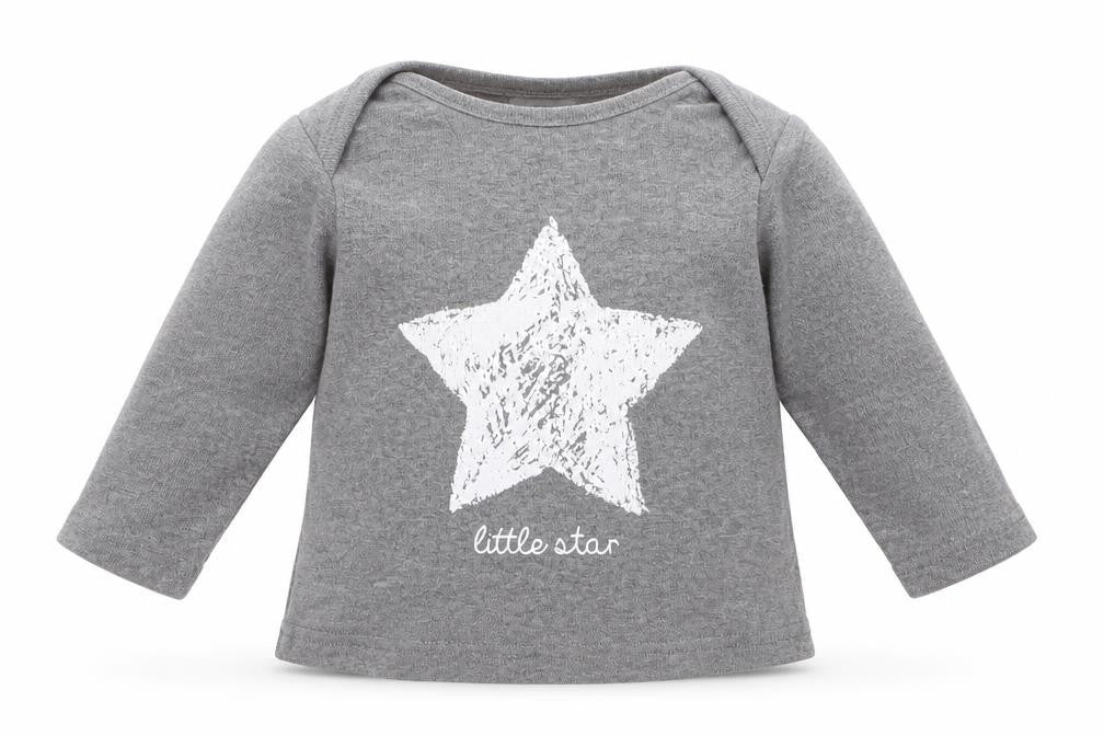Front view of Next Baby Grey Basic T-Shirt, size 3-6, Months - Little Star