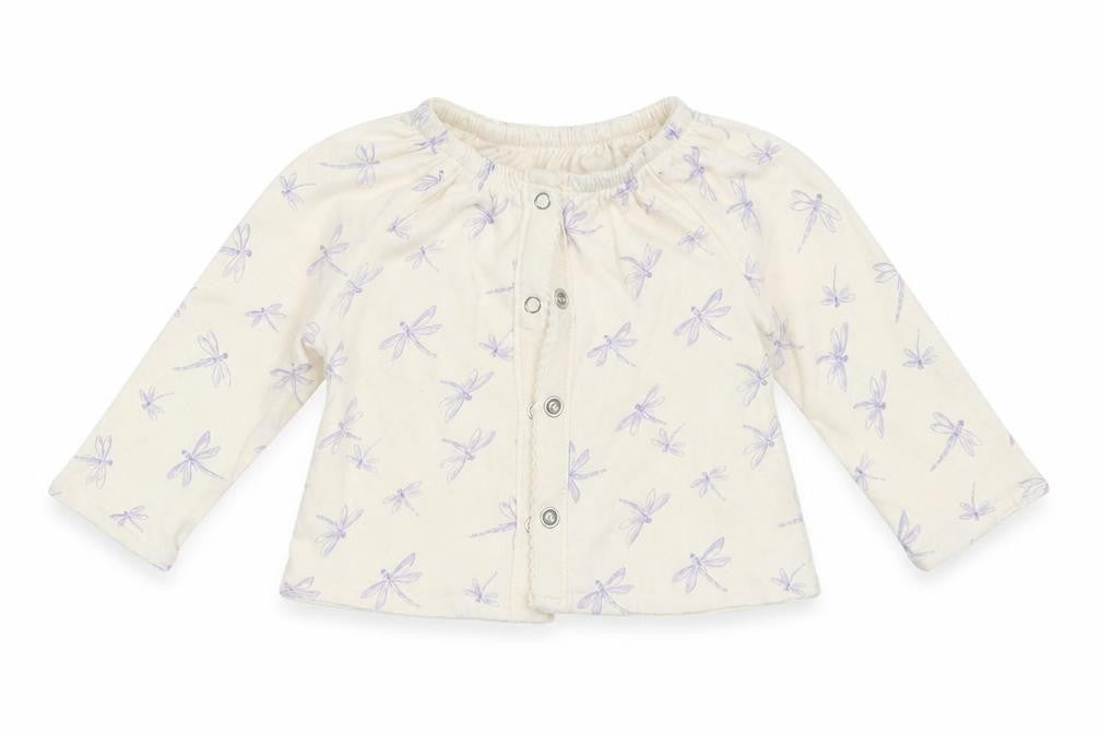 Front view of Gap girls’ ivory animal print cardigan jumper, size 0-3, months