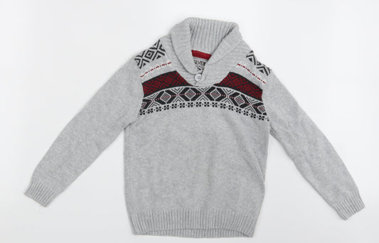 Silverlake Boys Grey Argyle/Diamond  Pullover Jumper Size S