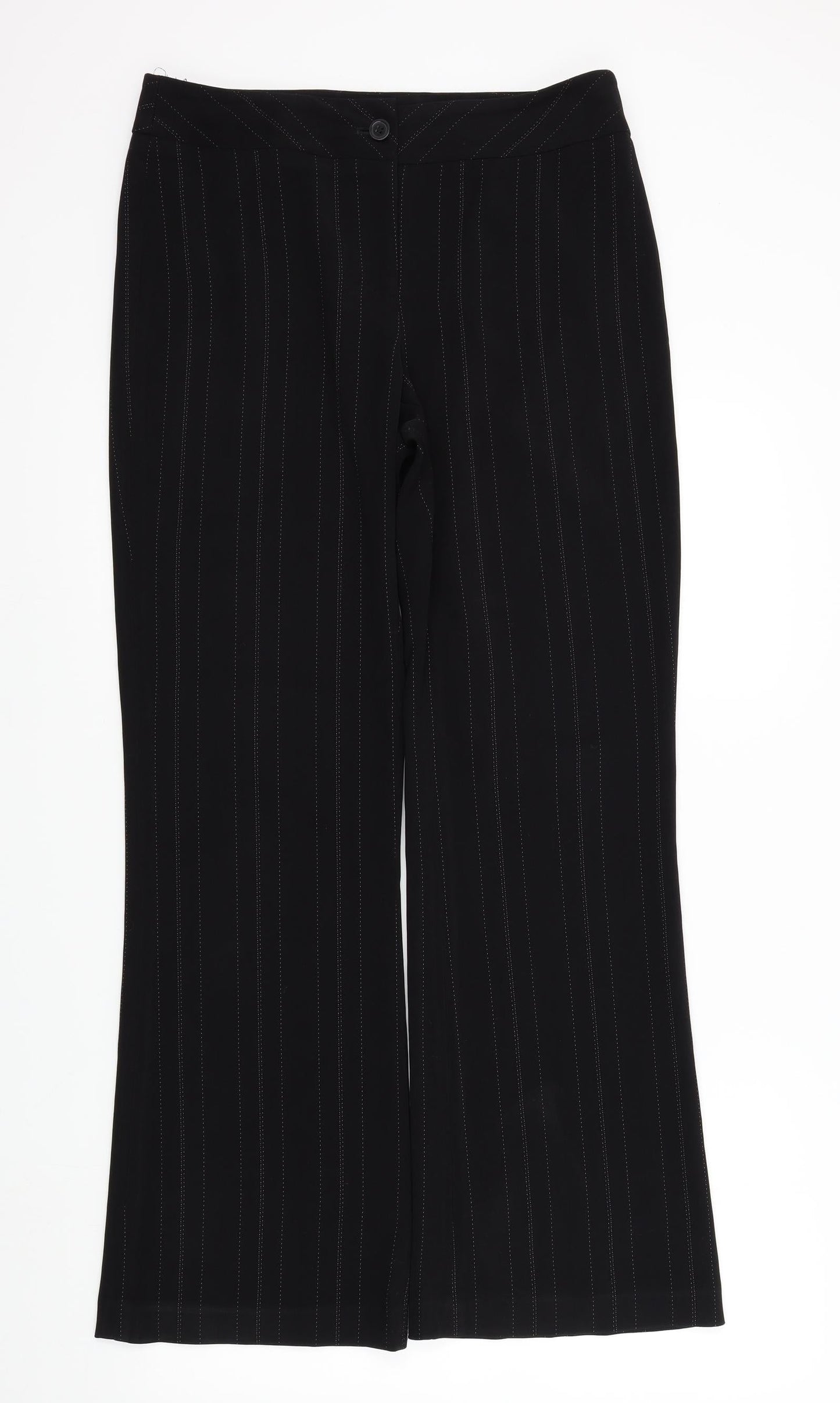 South Womens Black Striped  Trousers  Size 12 L31 in