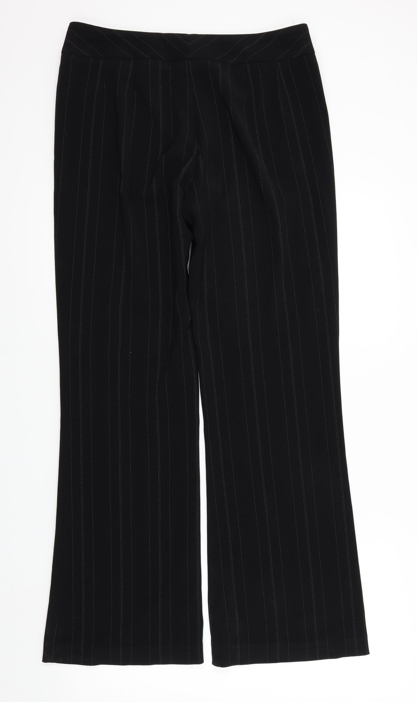 South Womens Black Striped  Trousers  Size 12 L31 in