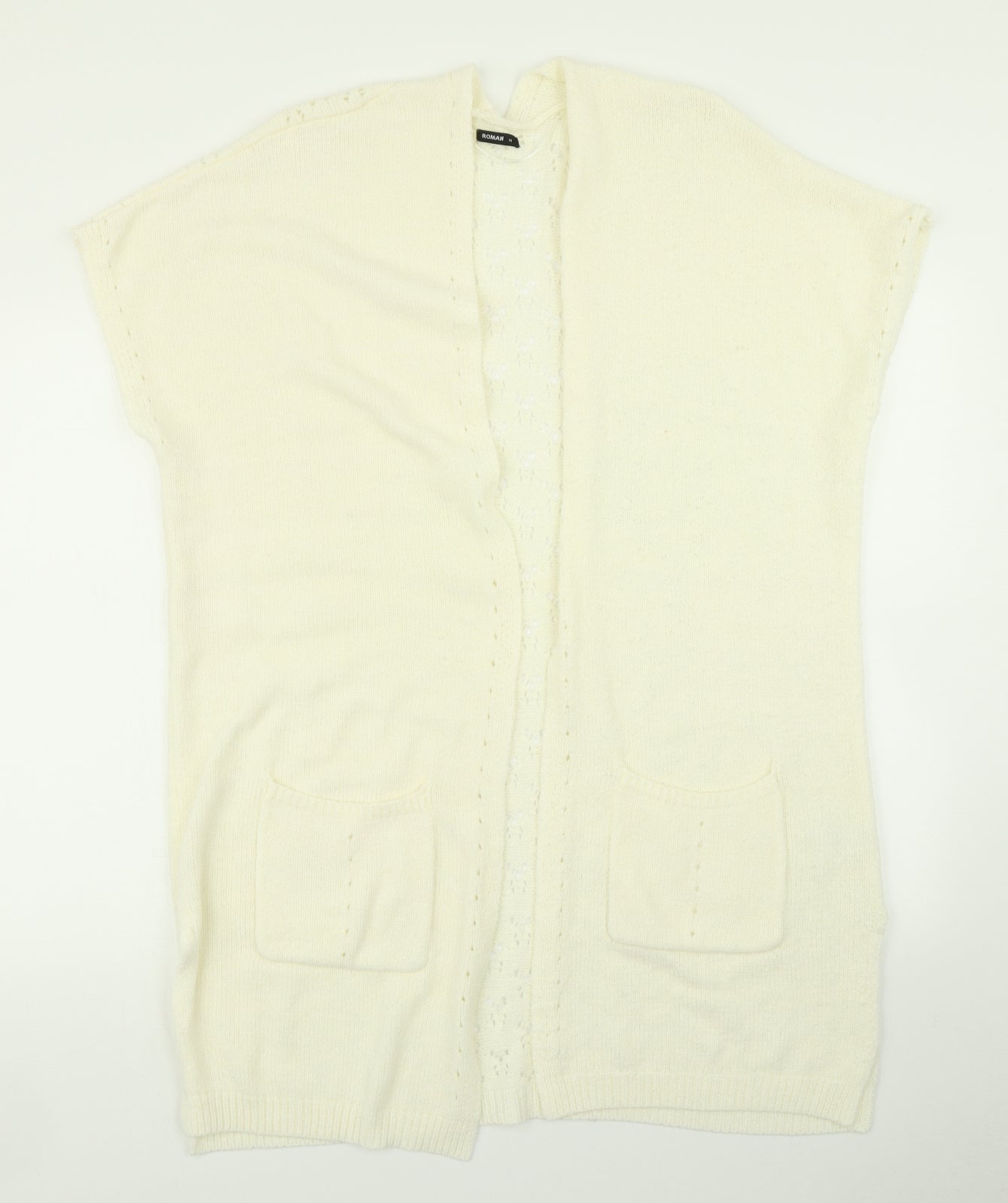 Roman Womens White  Knit Cardigan Jumper Size 14