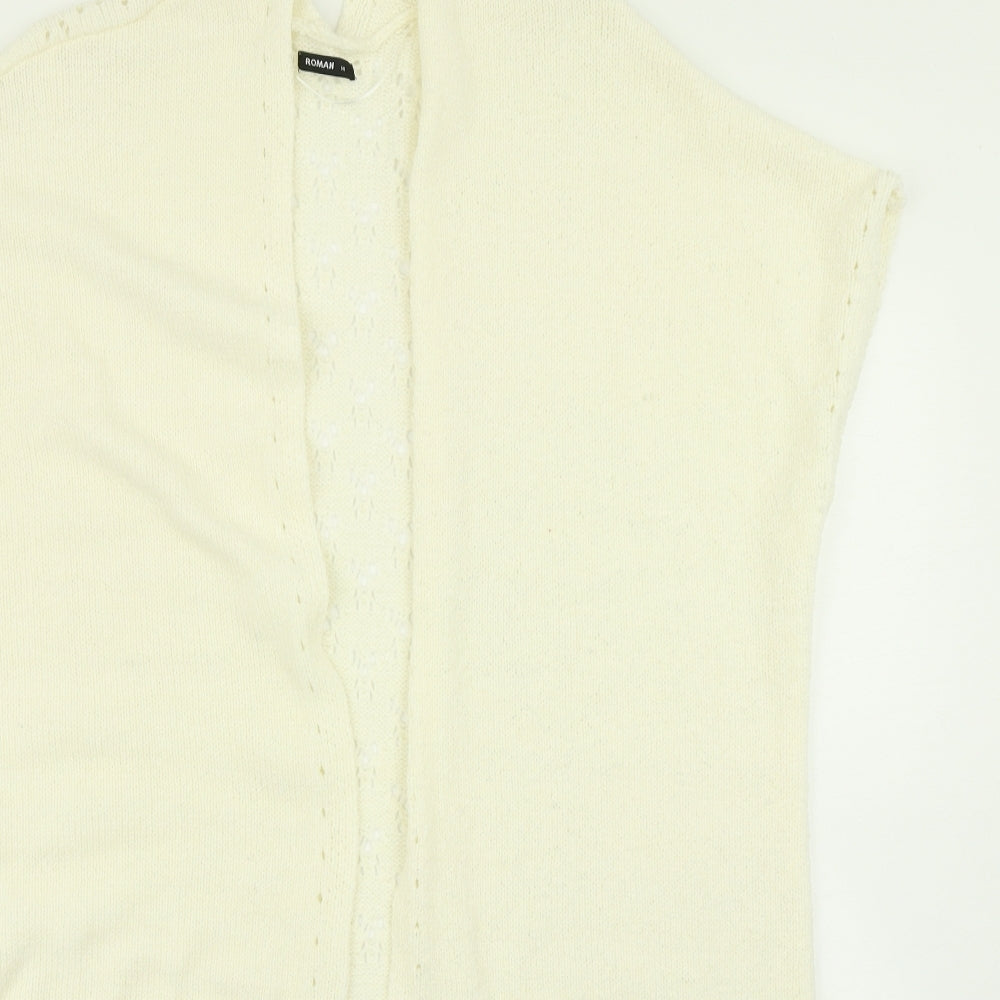 Roman Womens White  Knit Cardigan Jumper Size 14