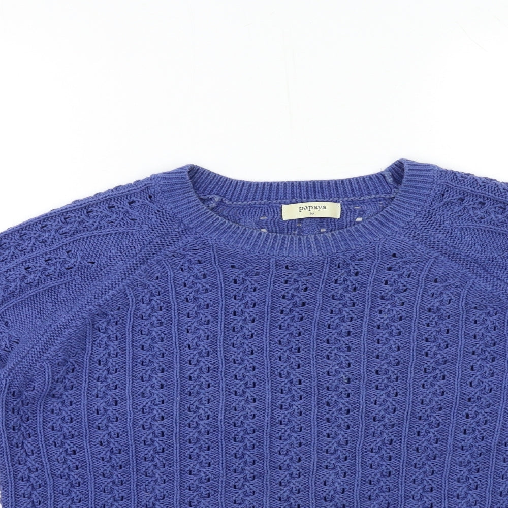 Papaya Womens Blue  Knit Pullover Jumper Size M
