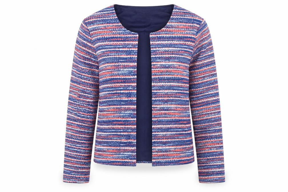 ann de lancay Womens Blue Striped  Jacket Coat Size S
