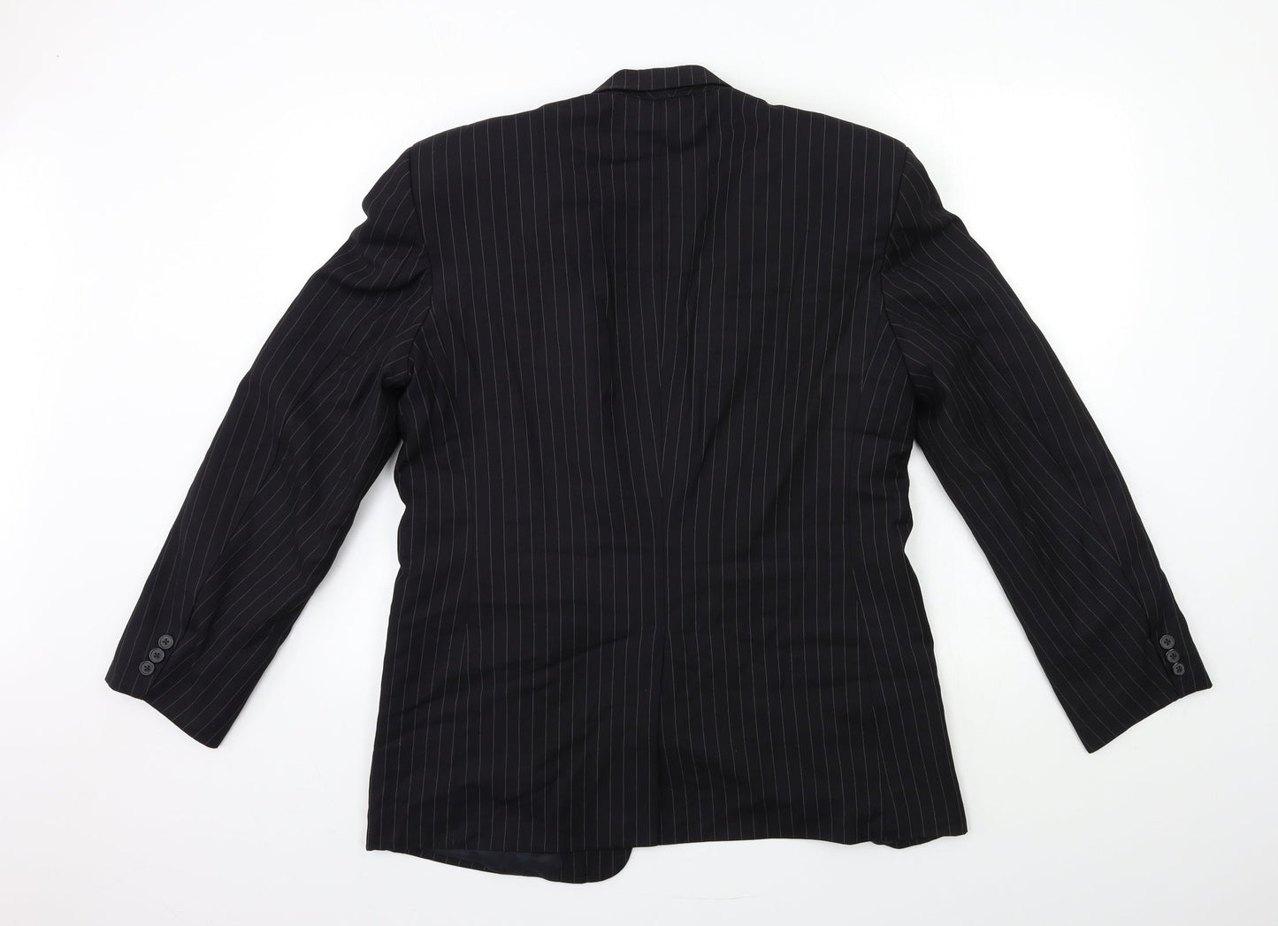 Preworn Mens Black Striped  Jacket Suit Jacket Size 40