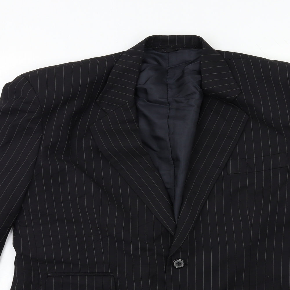 Preworn Mens Black Striped  Jacket Suit Jacket Size 40
