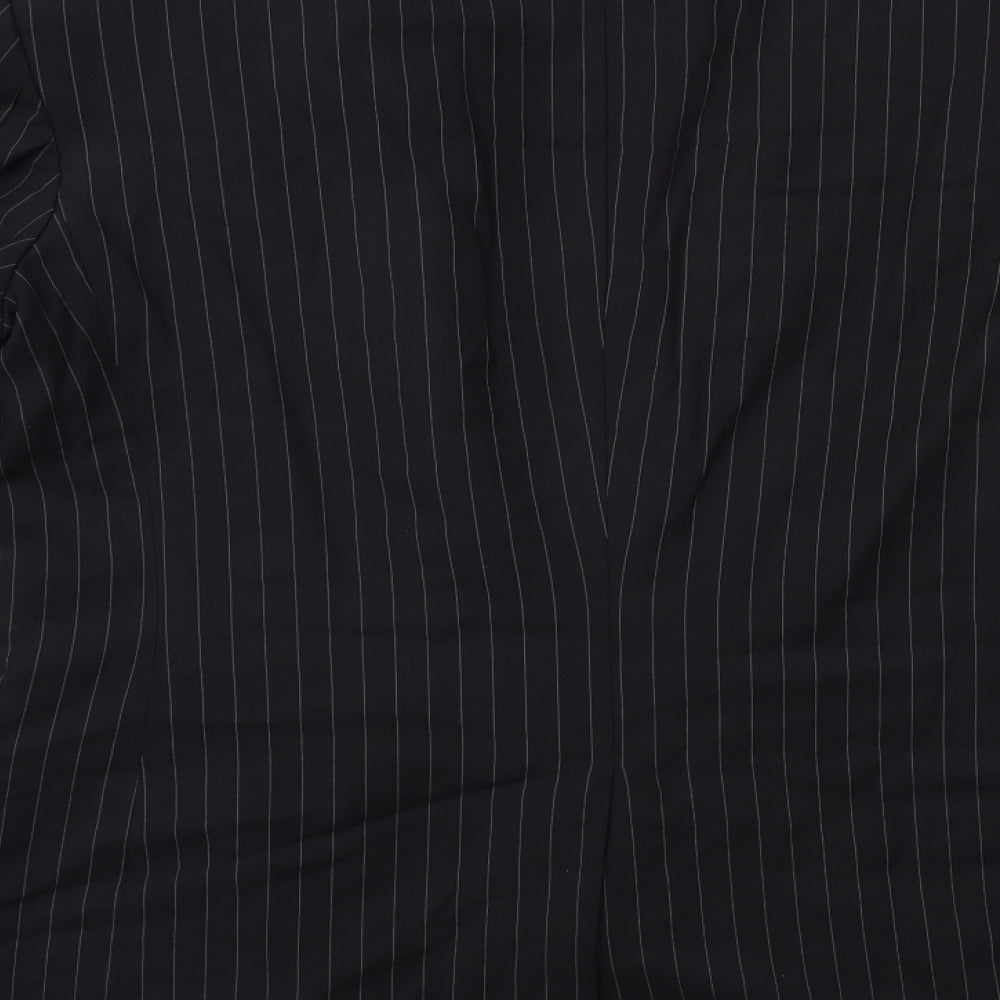 Preworn Mens Black Striped  Jacket Suit Jacket Size 40