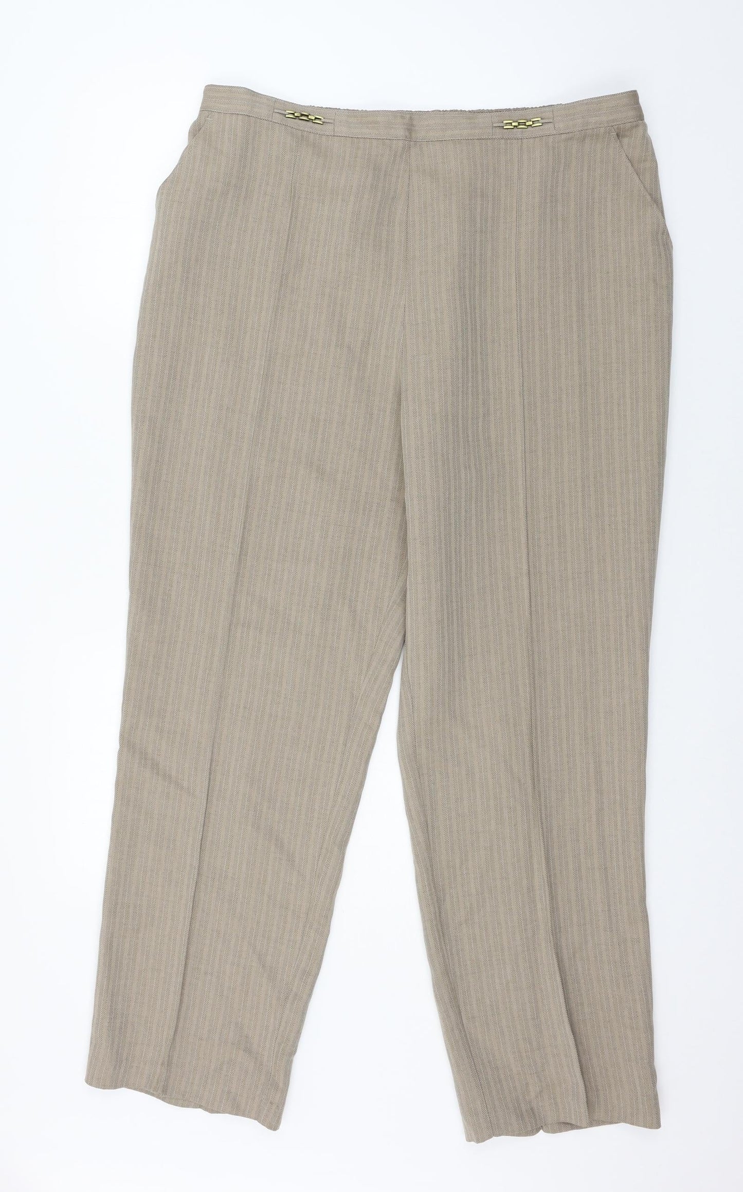Marks and Spencer Womens Brown Striped  Trousers  Size 18 L29 in