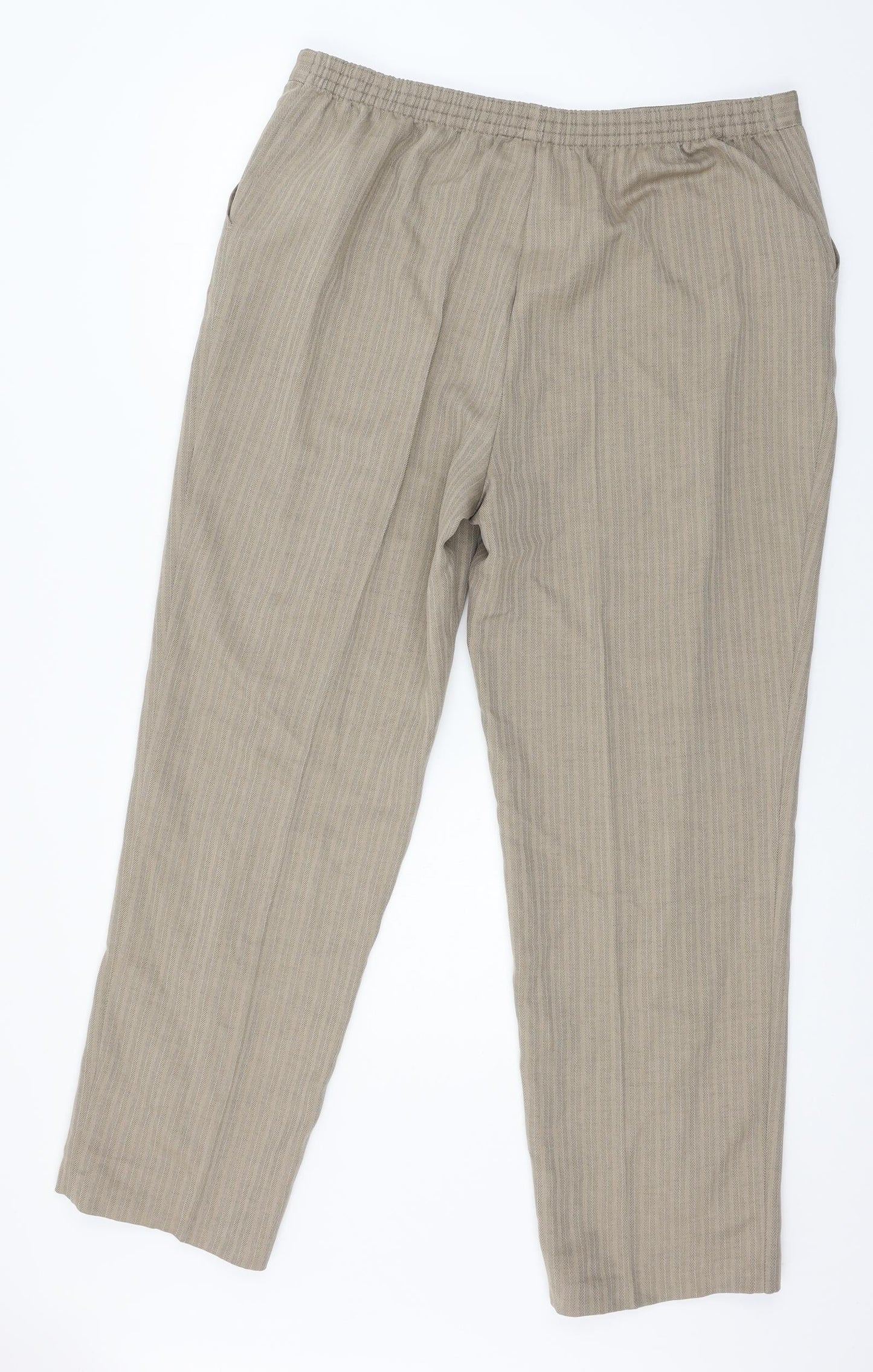 Marks and Spencer Womens Brown Striped  Trousers  Size 18 L29 in