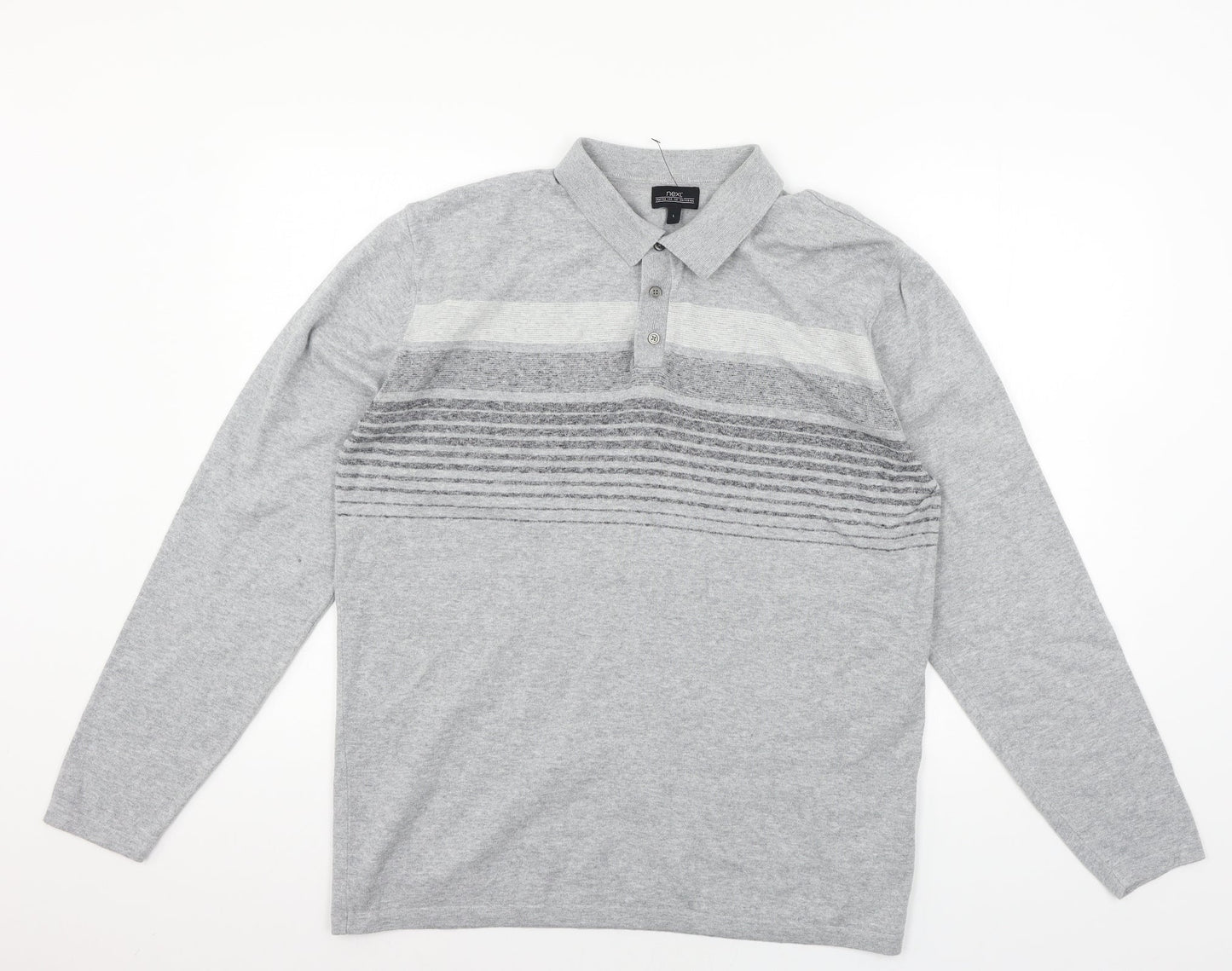 NEXT Womens Grey Striped Knit Pullover Jumper Size L
