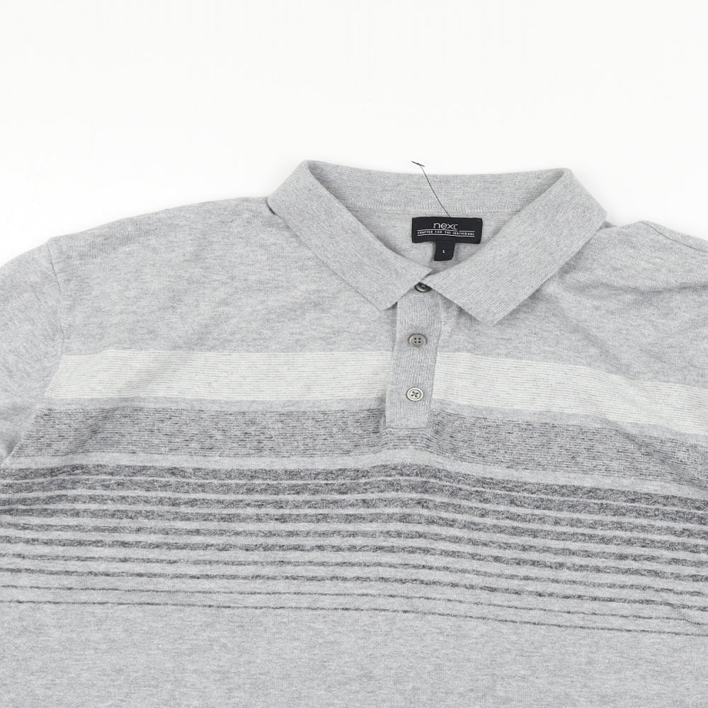 NEXT Womens Grey Striped Knit Pullover Jumper Size L