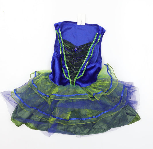 Preworn Girls Blue  Velvet Ball Gown  Size S  - princess fancy dress