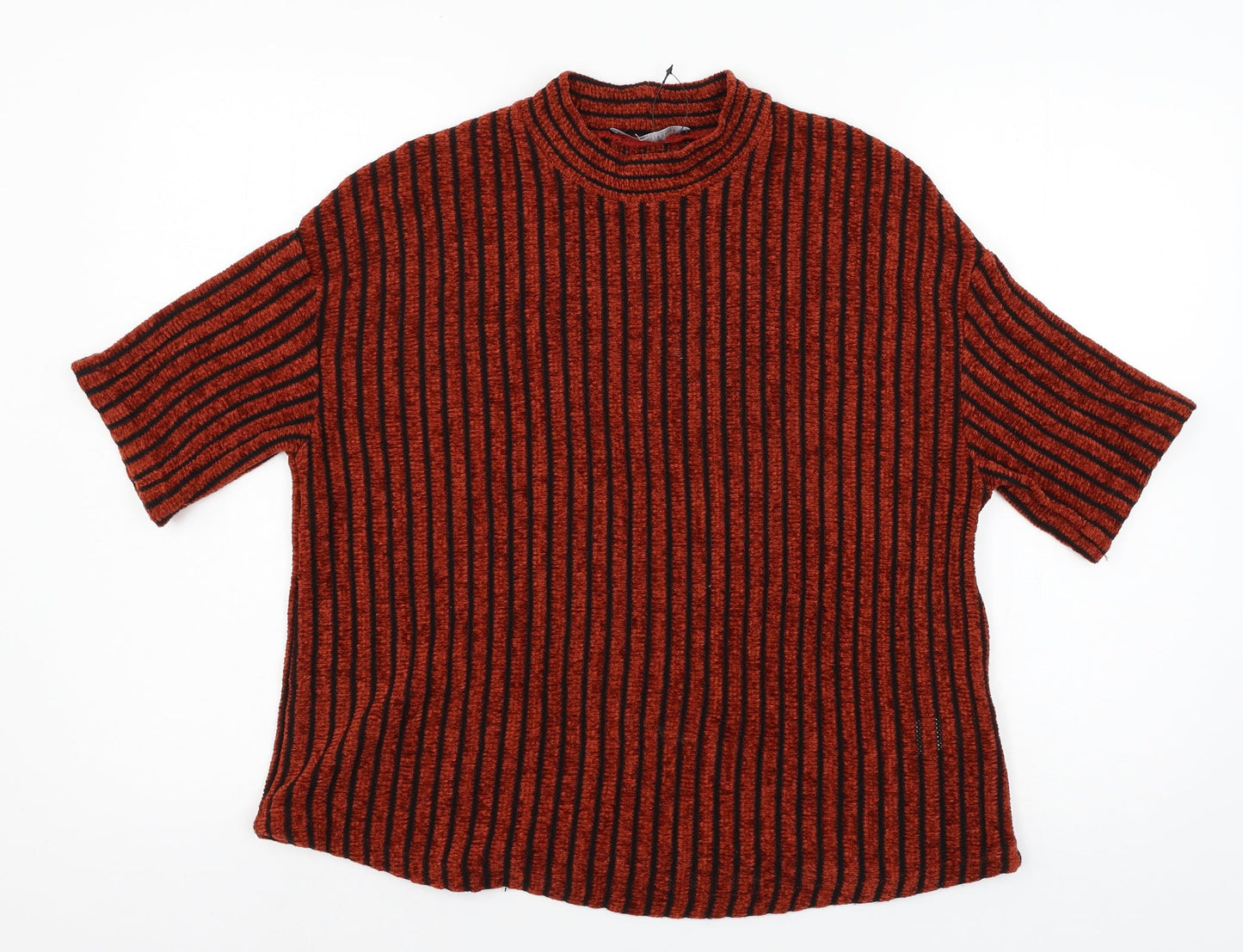 M&Co Womens Red Striped Knit Pullover Jumper Size 12