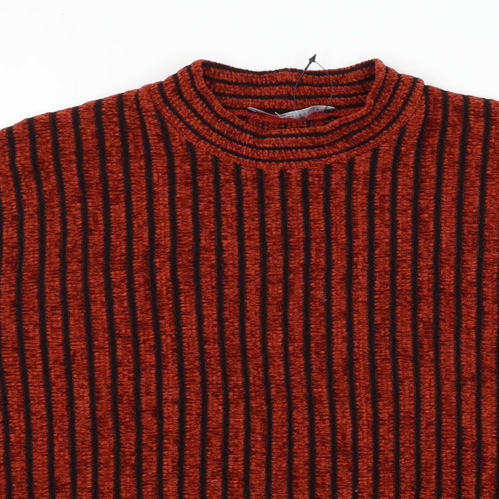 M&Co Womens Red Striped Knit Pullover Jumper Size 12