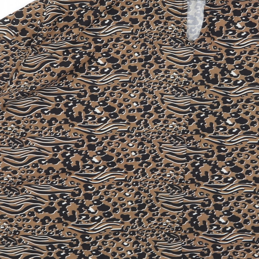 Boohoo Womens Multicoloured Animal Print  Basic Blouse Size 10
