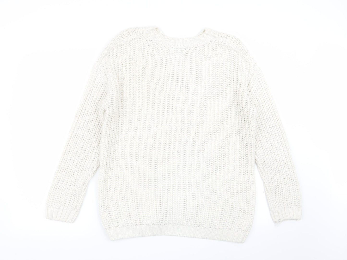 Peacocks Womens White   Pullover Jumper Size M