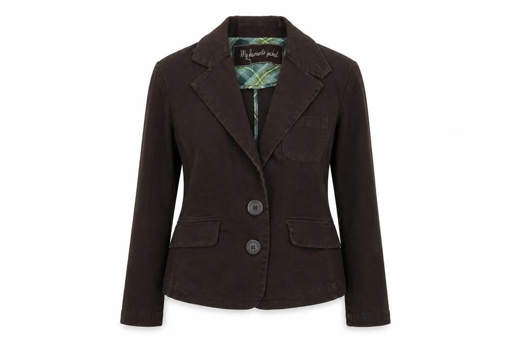 Front view of evie women’s brown jacket blazer, size UK 14