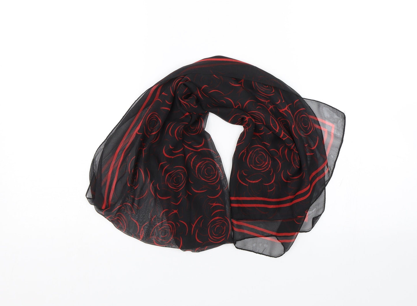 Preworn Womens Black Floral   Shawl/Wrap
