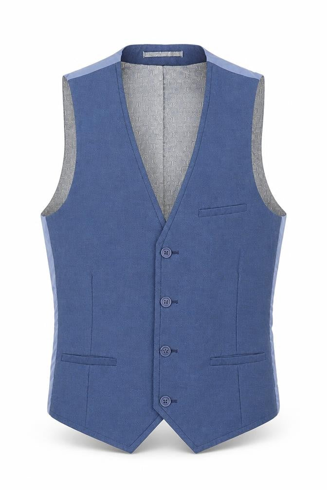 165 Mens Blue   Jacket Suit Waistcoat Size 34