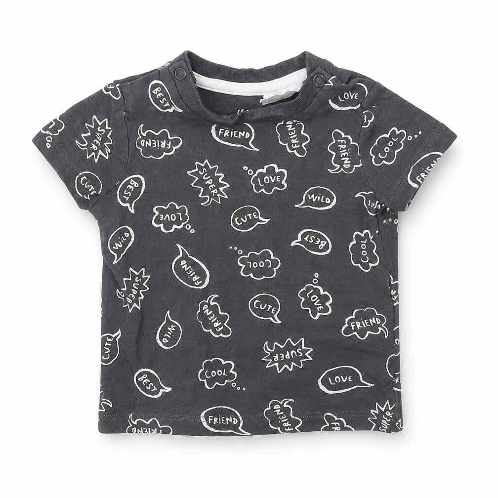 Front view of H&M Baby Grey Geometric Basic T-Shirt, size 0-3, Months