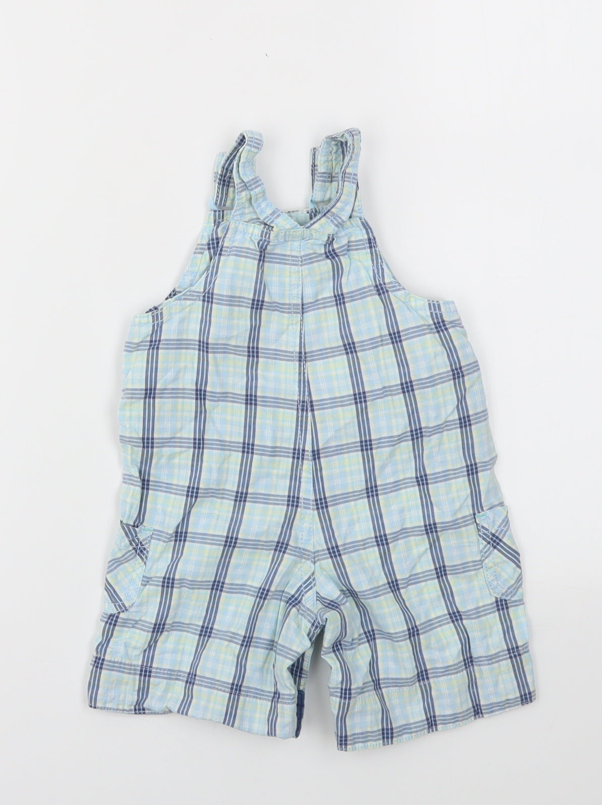 George Boys Blue Check  Dungaree One-Piece Size 3-6 Months