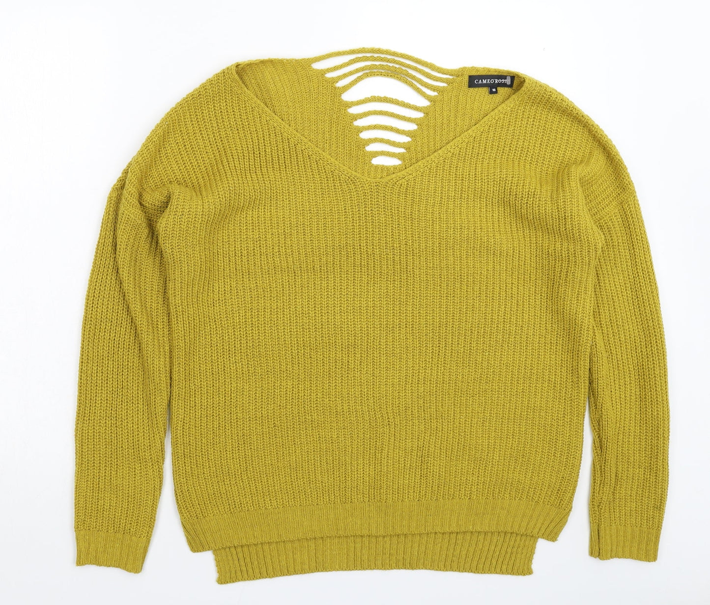 Cameo Womens Yellow  Knit Pullover Jumper Size 16