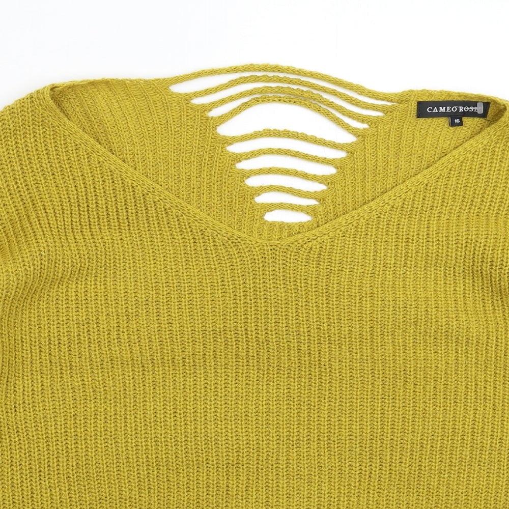 Cameo Womens Yellow  Knit Pullover Jumper Size 16