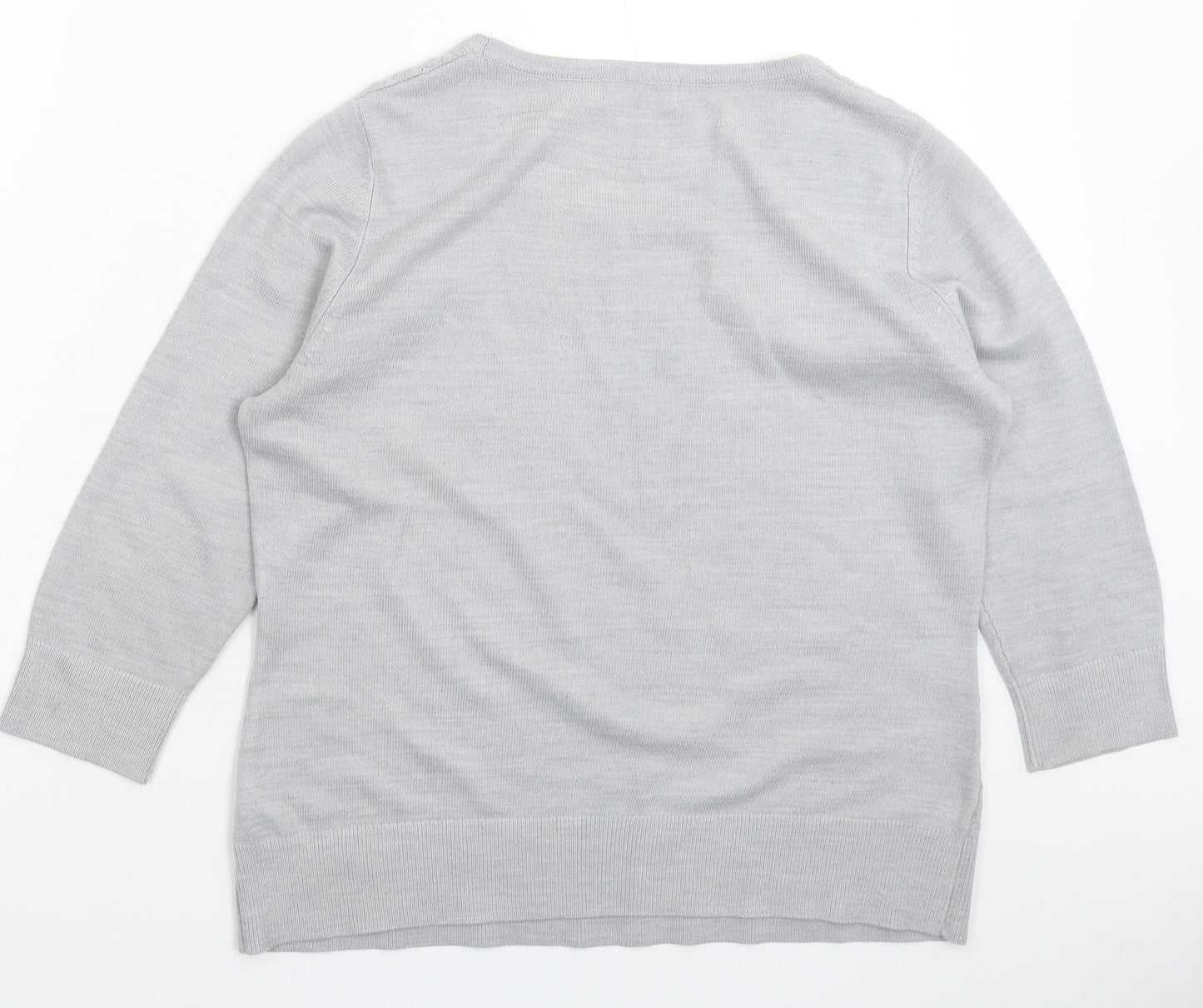 Per Una Womens Grey  Knit Pullover Jumper Size 14