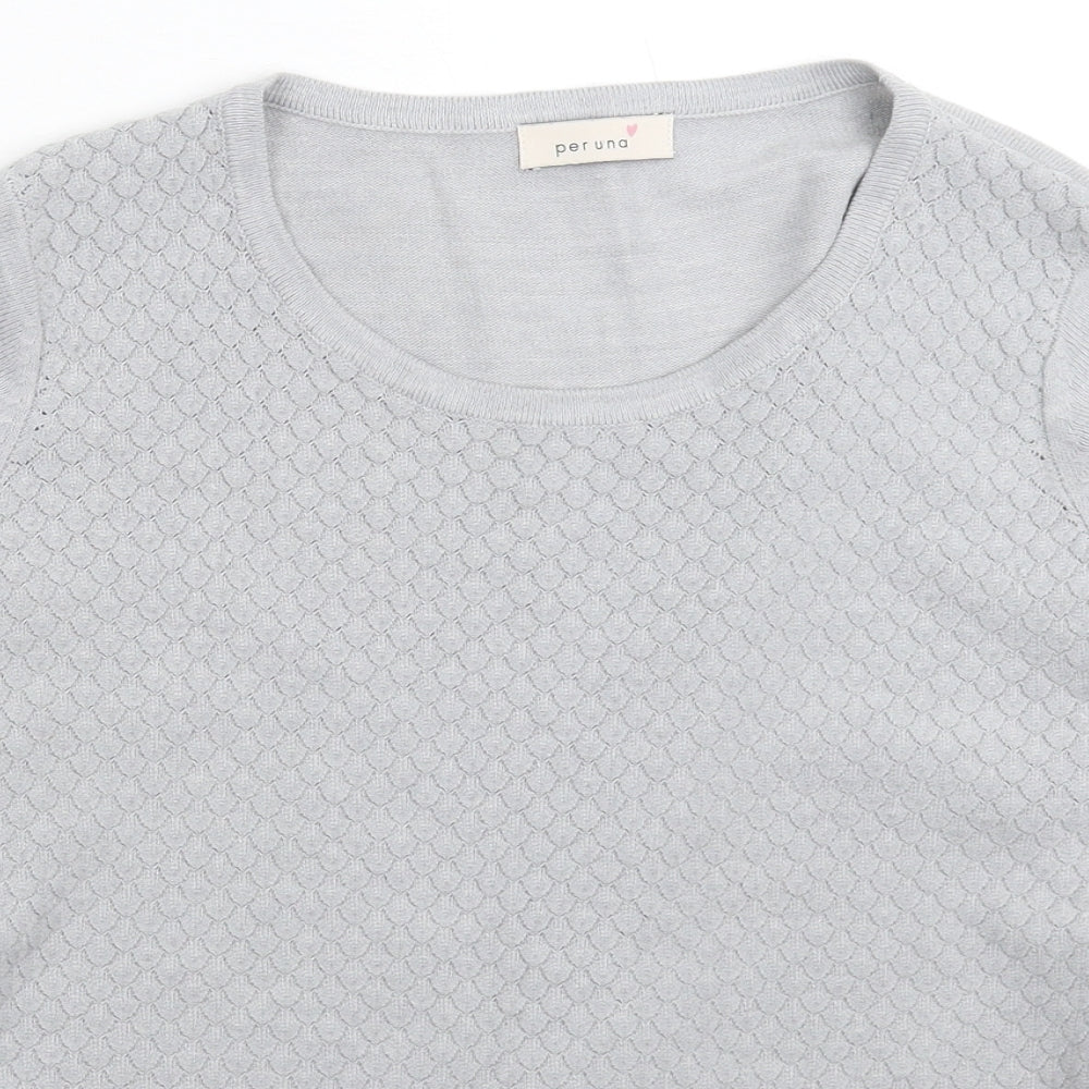 Per Una Womens Grey  Knit Pullover Jumper Size 14