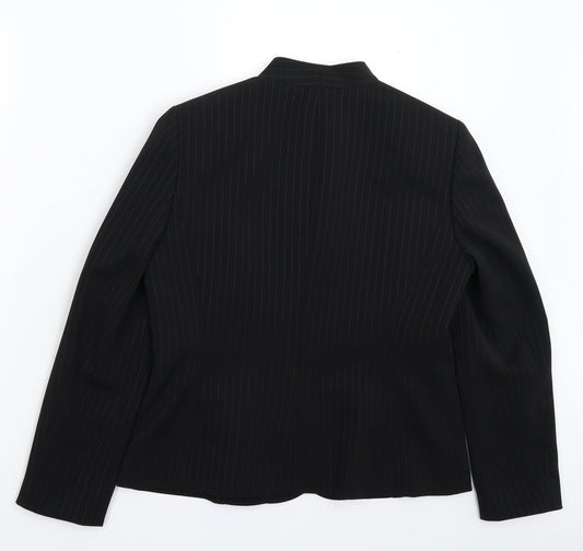 Kasper Womens Black Striped  Jacket Suit Jacket Size 12