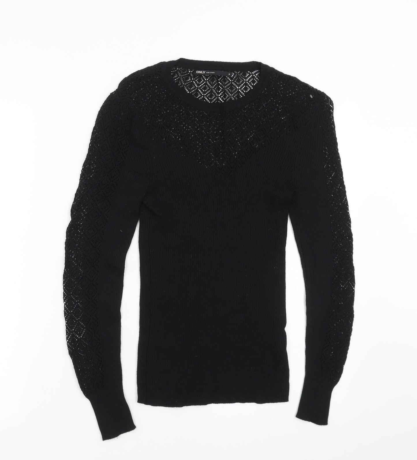 Only Womens Black  Knit Pullover Jumper Size M