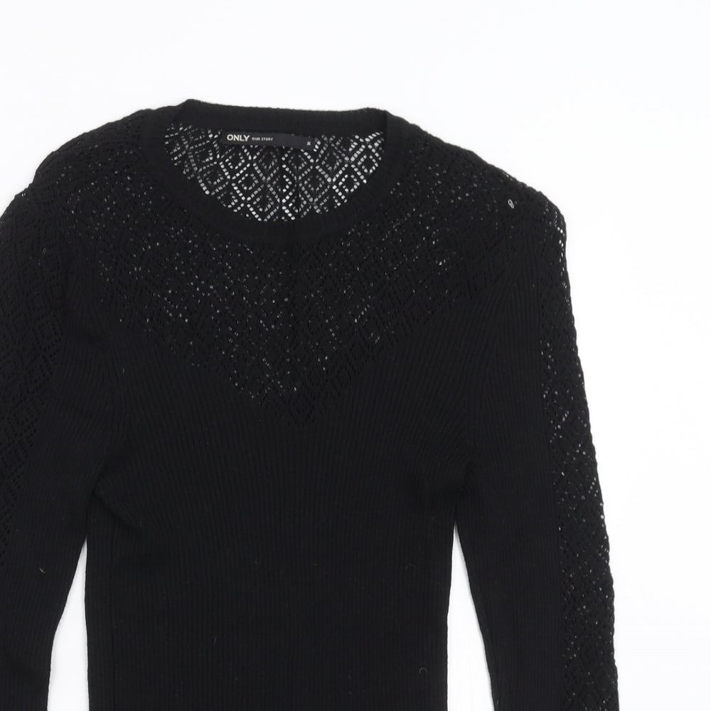 Only Womens Black  Knit Pullover Jumper Size M