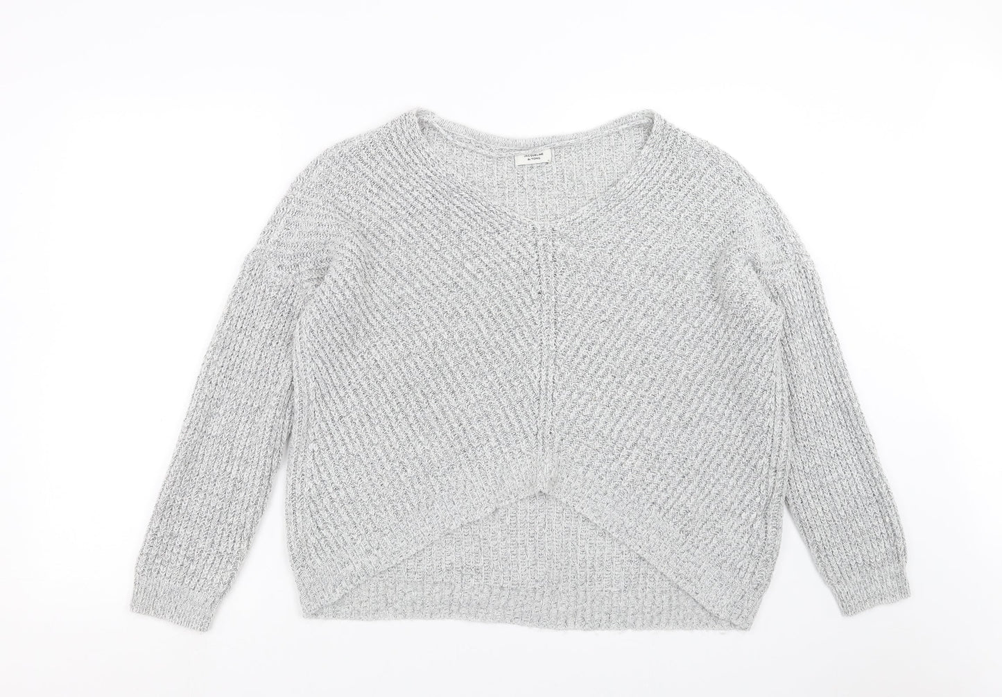 Jaqueline de Yong Womens Grey  Knit Pullover Jumper Size XL