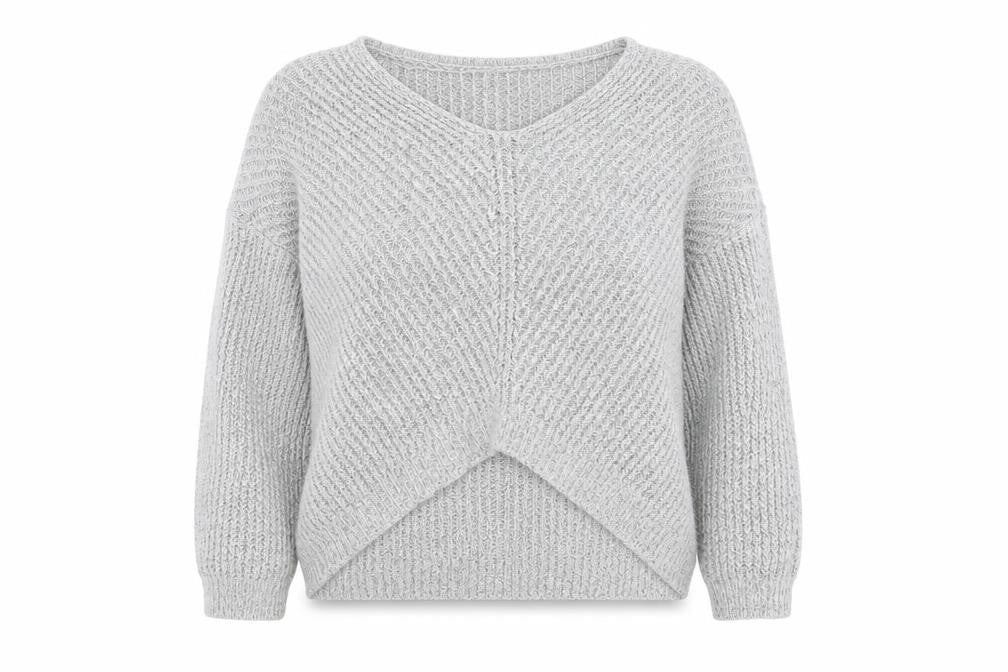 Front view of Jaqueline de Yong women’s grey knit jumper, size XL