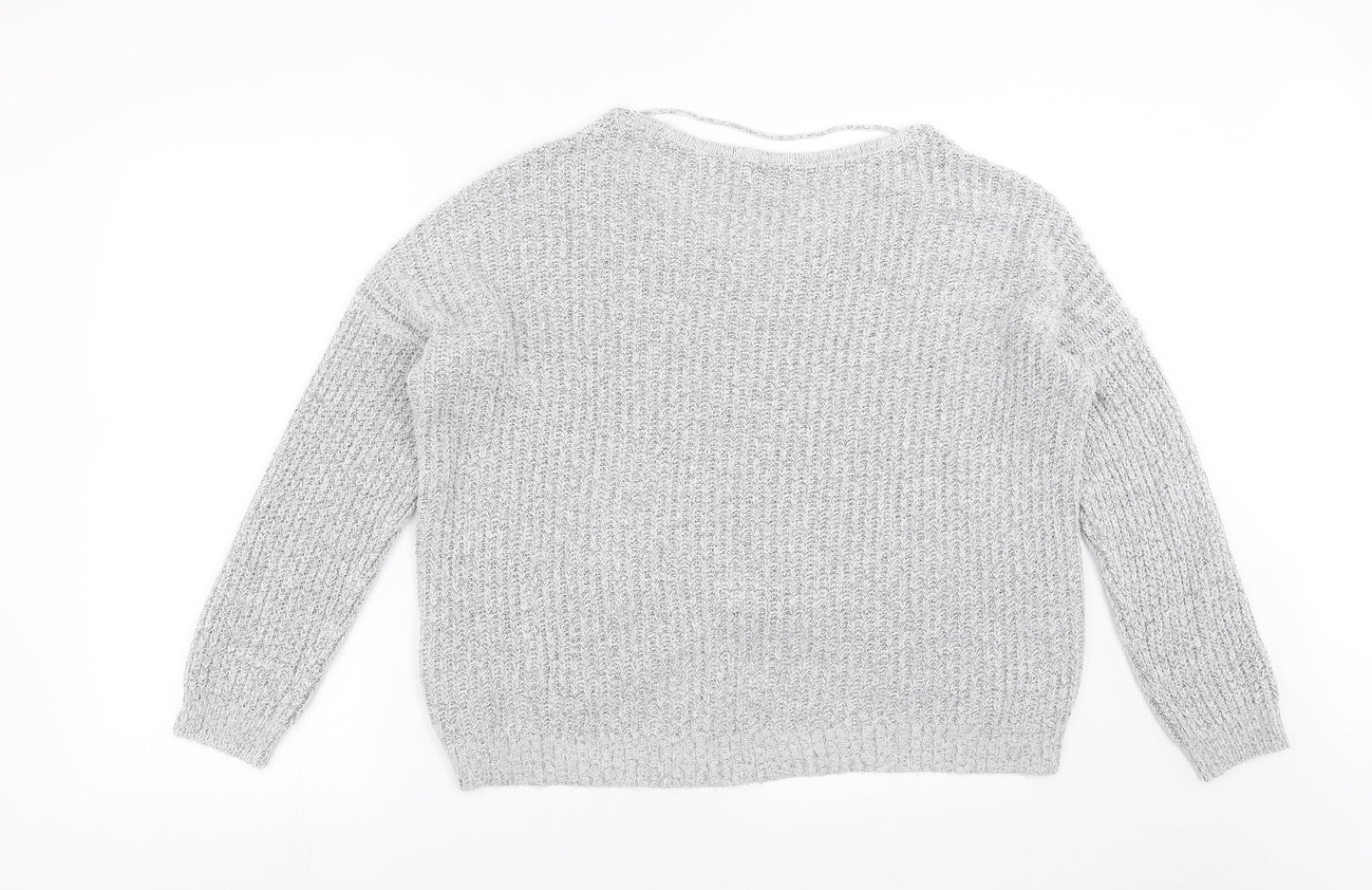 Jaqueline de Yong Womens Grey  Knit Pullover Jumper Size XL