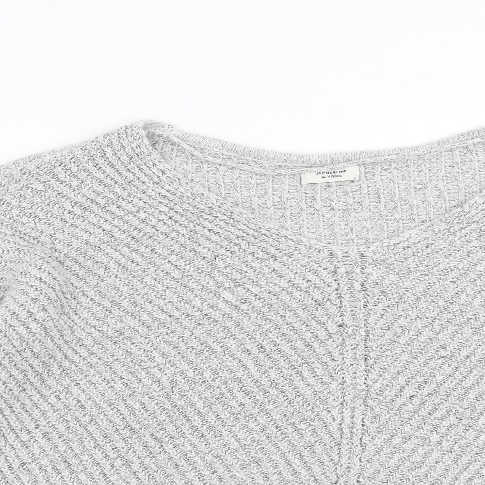 Jaqueline de Yong Womens Grey  Knit Pullover Jumper Size XL