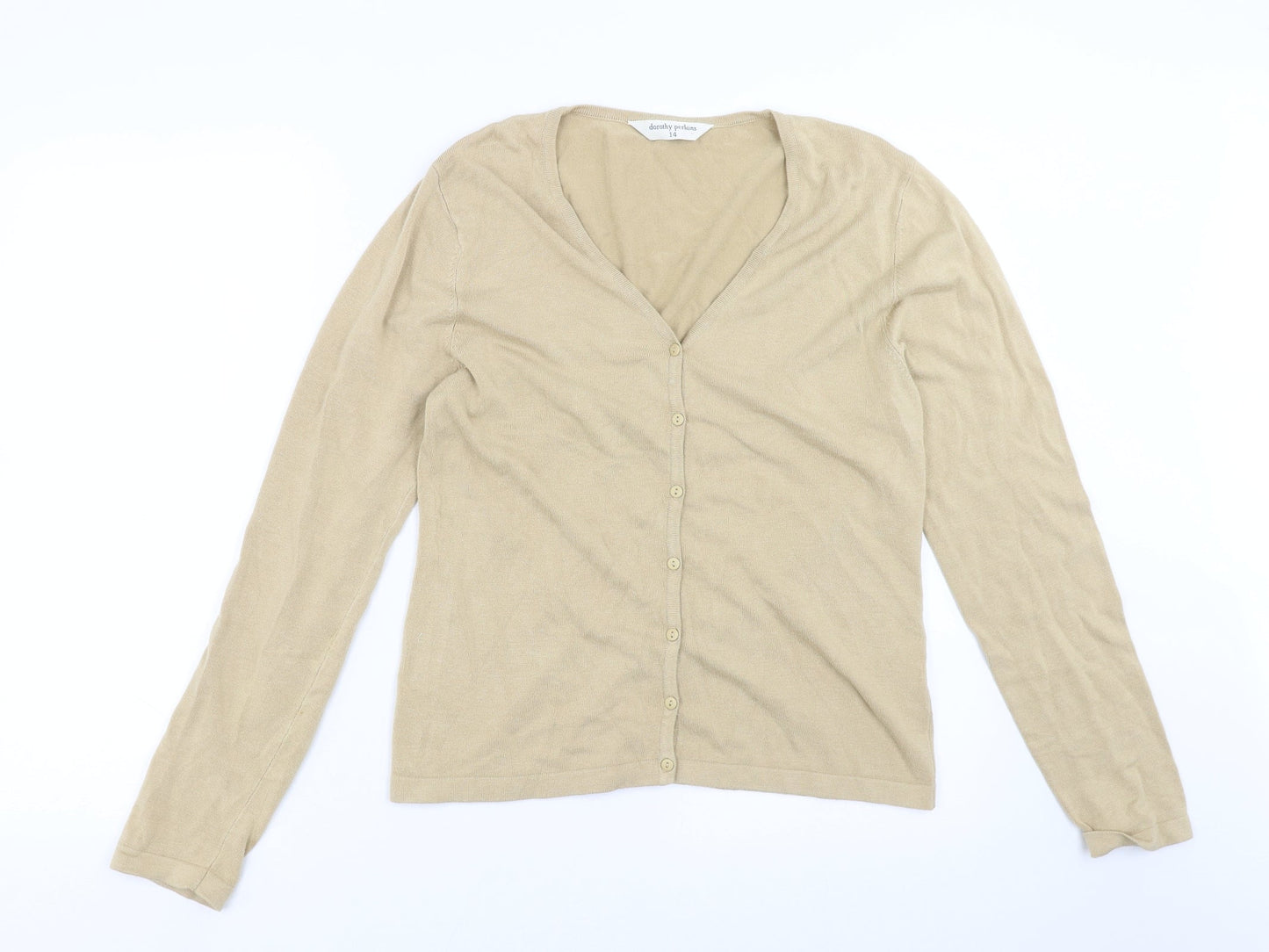 Dorothy Perkins Womens Beige  Knit Cardigan Jumper Size 14