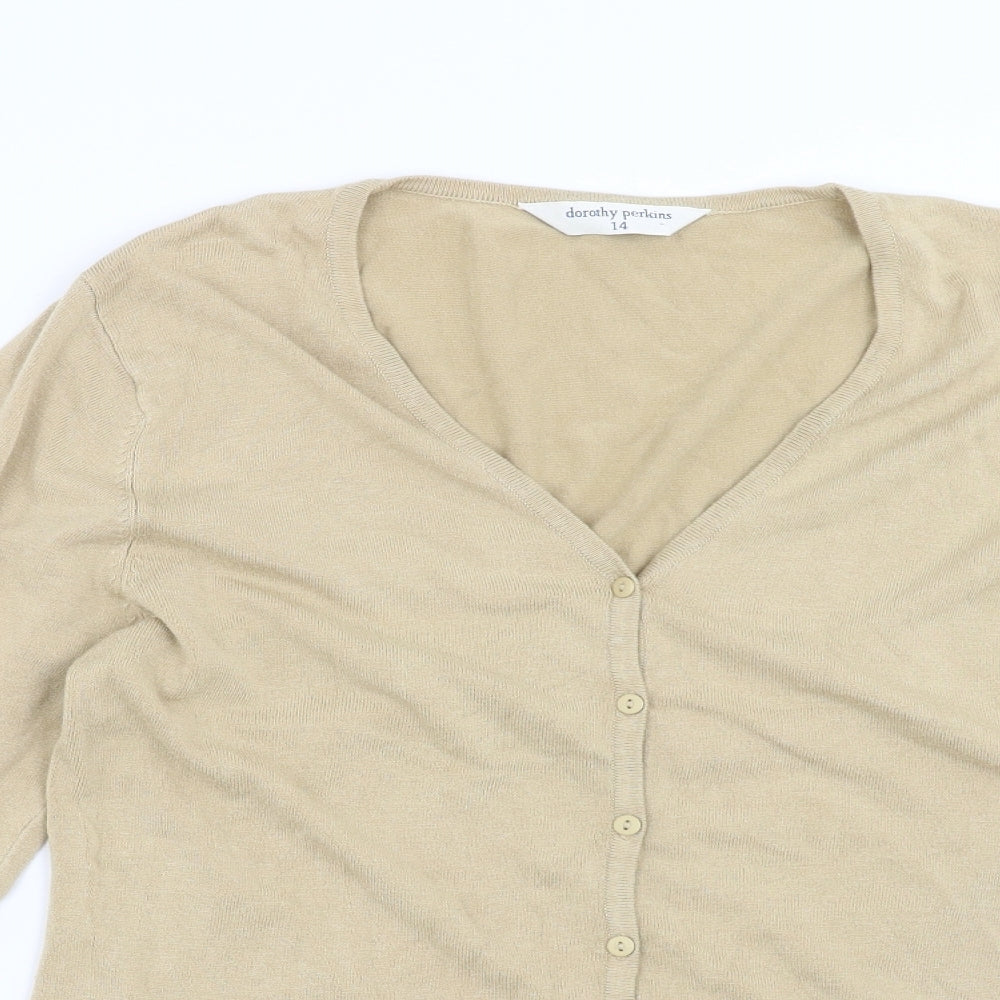 Dorothy Perkins Womens Beige  Knit Cardigan Jumper Size 14