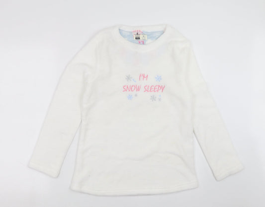 Warm & Cosy Womens White Solid  Top Pyjama Top Size M  - im snow sleepy