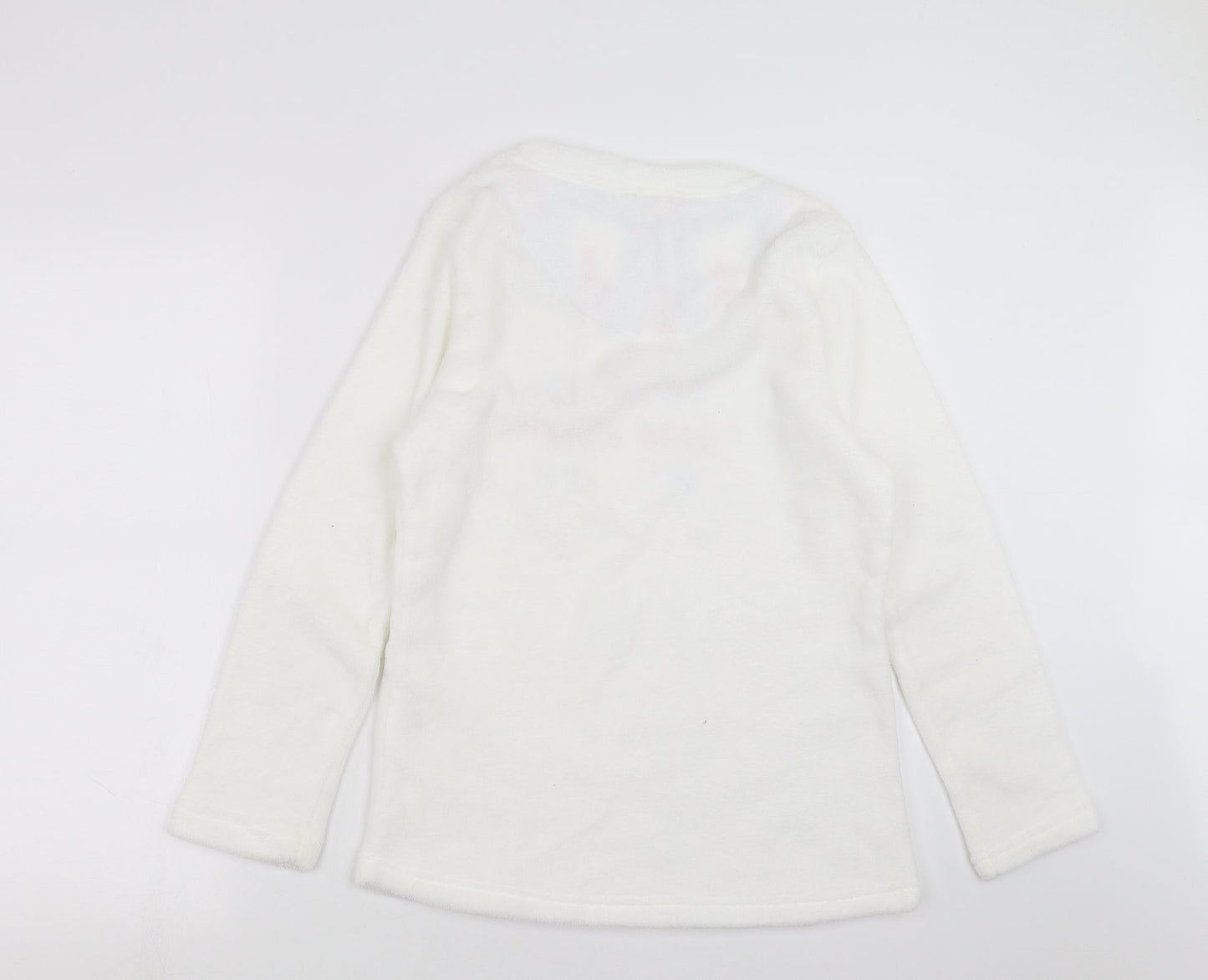 Warm & Cosy Womens White Solid  Top Pyjama Top Size M  - im snow sleepy
