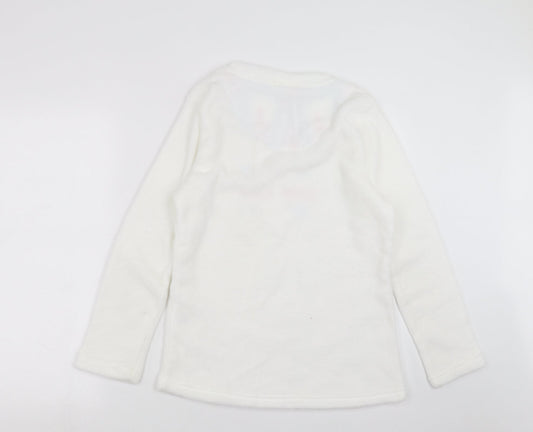 Warm & Cosy Womens White Solid  Top Pyjama Top Size M  - im snow sleepy