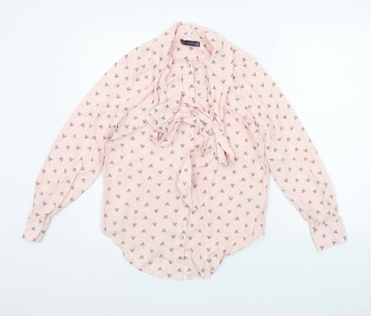 Marks and Spencer Womens Pink Geometric  Basic Button-Up Size 10