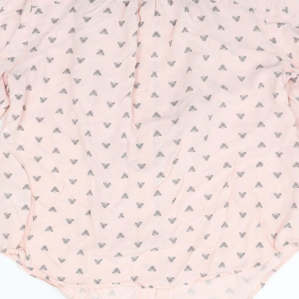 Marks and Spencer Womens Pink Geometric  Basic Button-Up Size 10