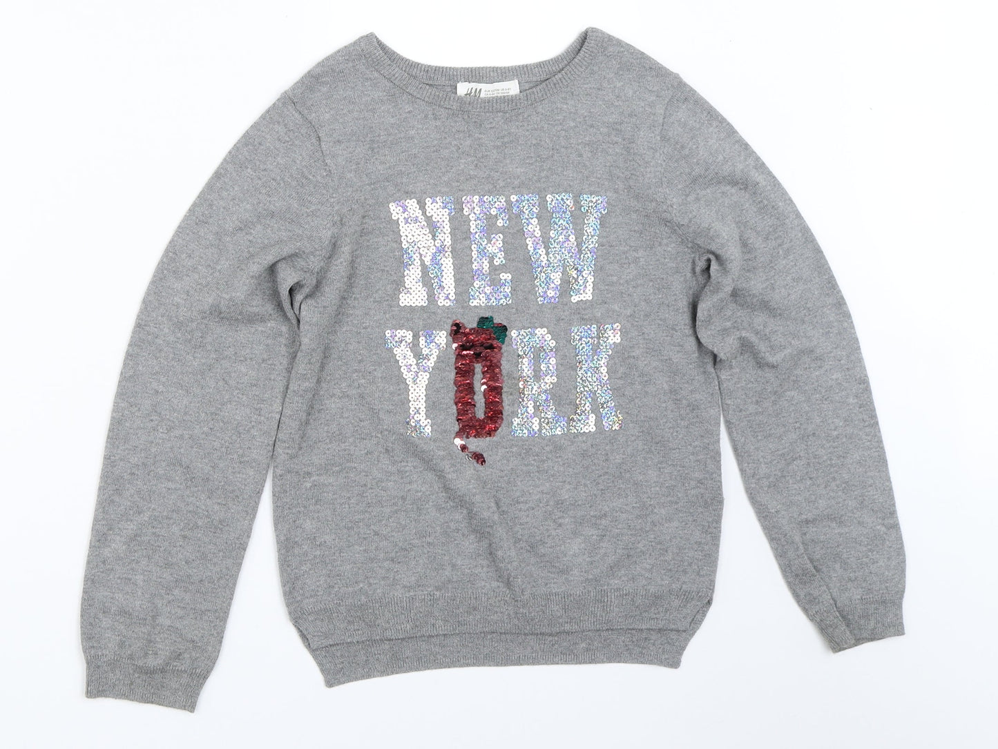 H&M Girls Grey   Pullover Jumper Size 6-7 Years
