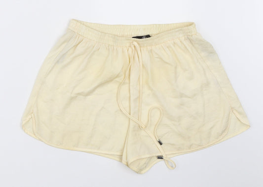 Additional front view of Missguided women’s beige hot pants shorts, size UK 10