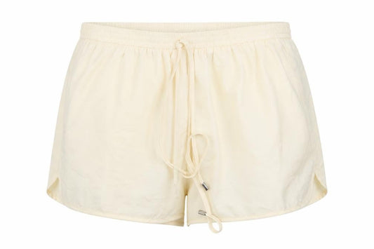 Front view of Missguided women’s beige hot pants shorts, size UK 10