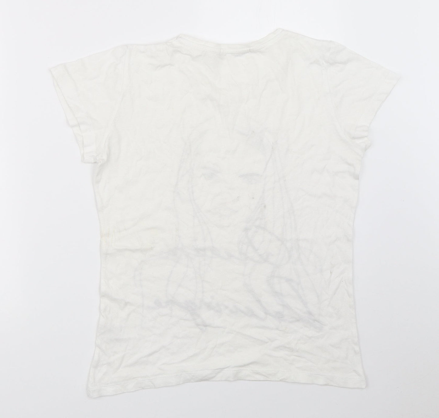 Black Score Womens White   Basic T-Shirt Size S  - cara delevigne
