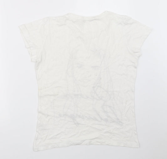 Black Score Womens White   Basic T-Shirt Size S  - cara delevigne
